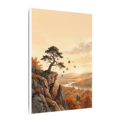 Pine Tree Autumn Canvas Art | Japandi Warm Design