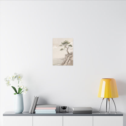 Japandi Pine Tree in Dappled | Minimal Line Canvas Art
