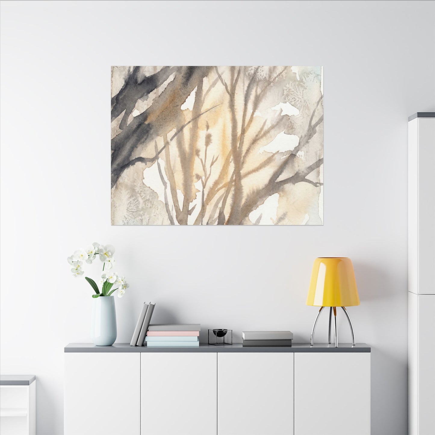 Ma Shadow Play Canvas Art - Japandi Watercolor