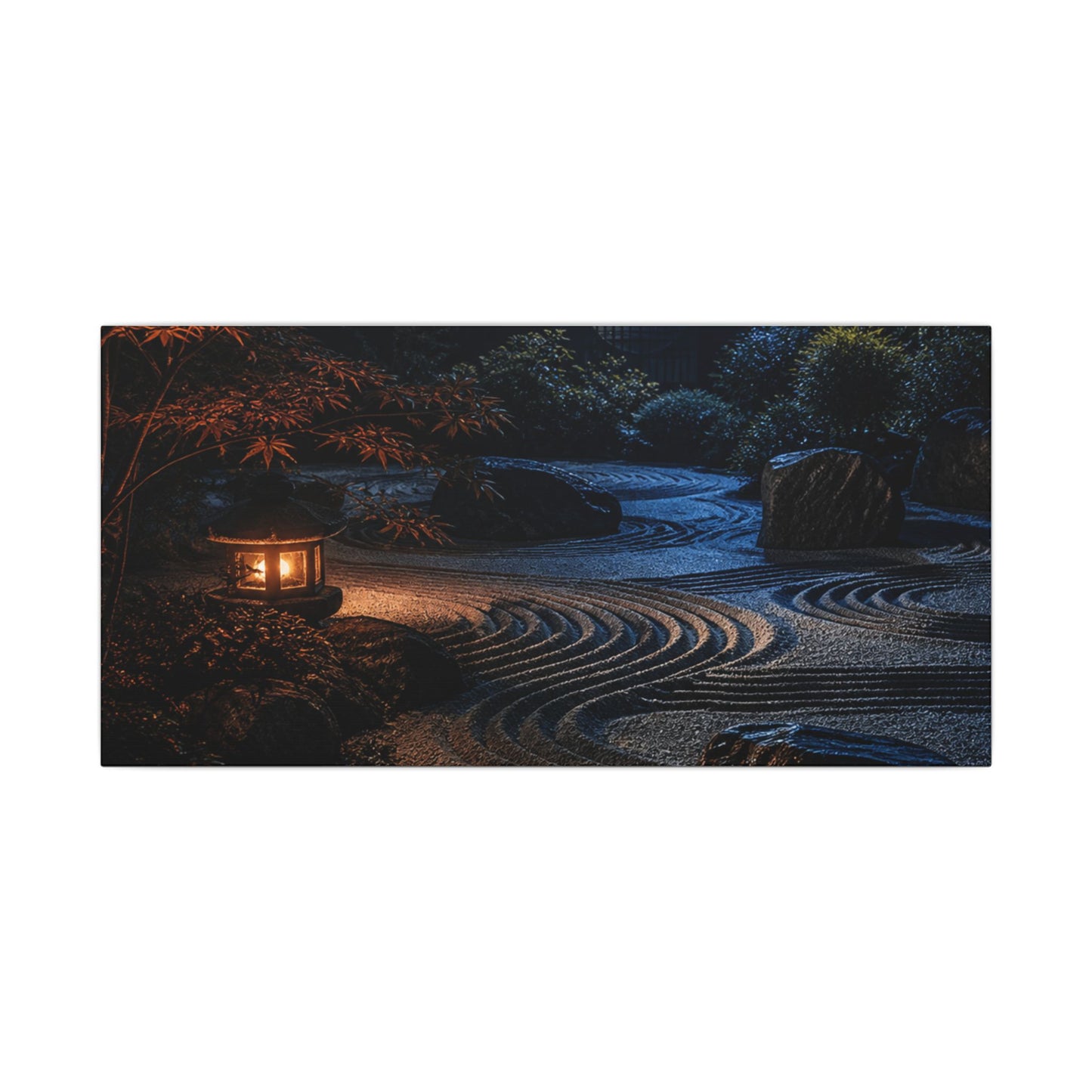 Summer Rock Garden Shadow Zen Canvas Art | Moody Decor