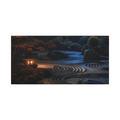 Summer Rock Garden Shadow Zen Canvas Art | Moody Decor