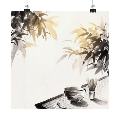 Tea Ceremony Wall Art Print | Summer Zen Sumi E Art