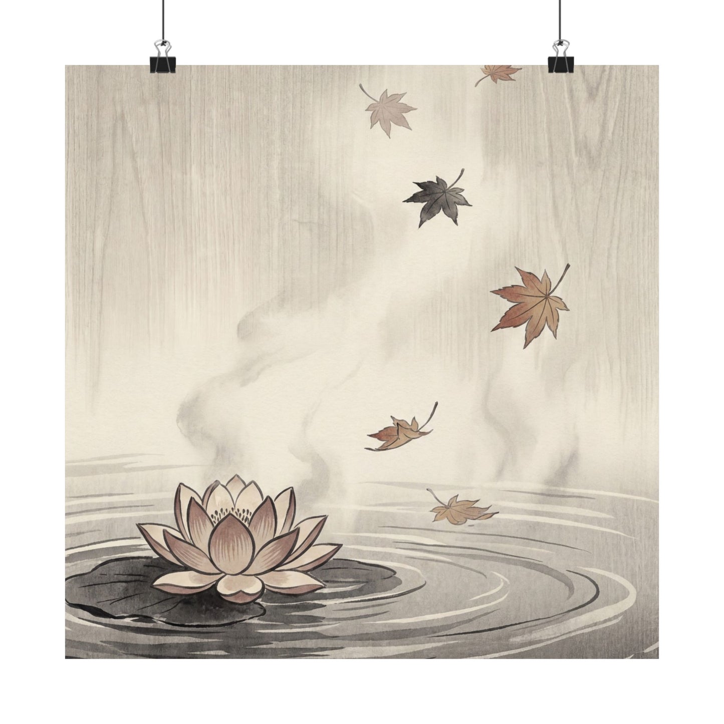 Lotus Flower Wall Art Print | Autumn Zen Ukiyo E Inspired Art