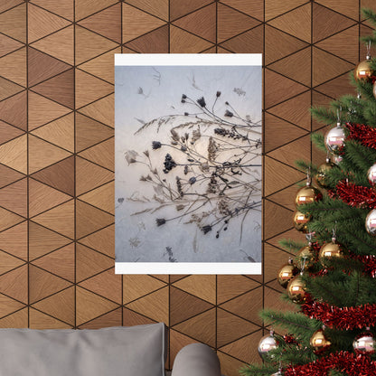 Winter Dried Flowers Japanese Pattern Wall Art Print | Warm Decor
