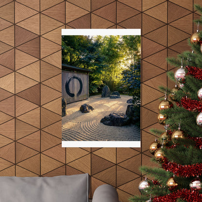 Golden Hour Rock Garden Wall Art Print - Zen Mono No Aware