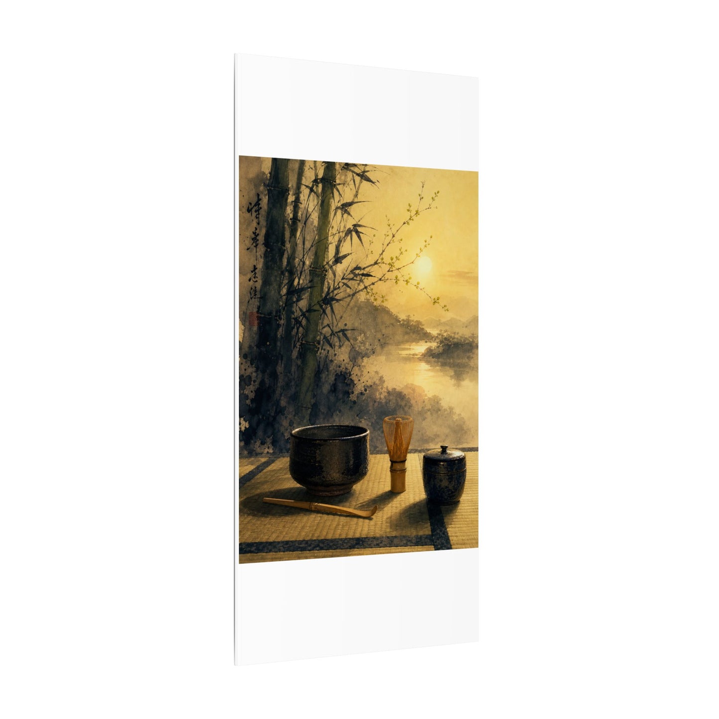 Tea Ceremony Sumi E Canvas Art | Contemplative Zen Art