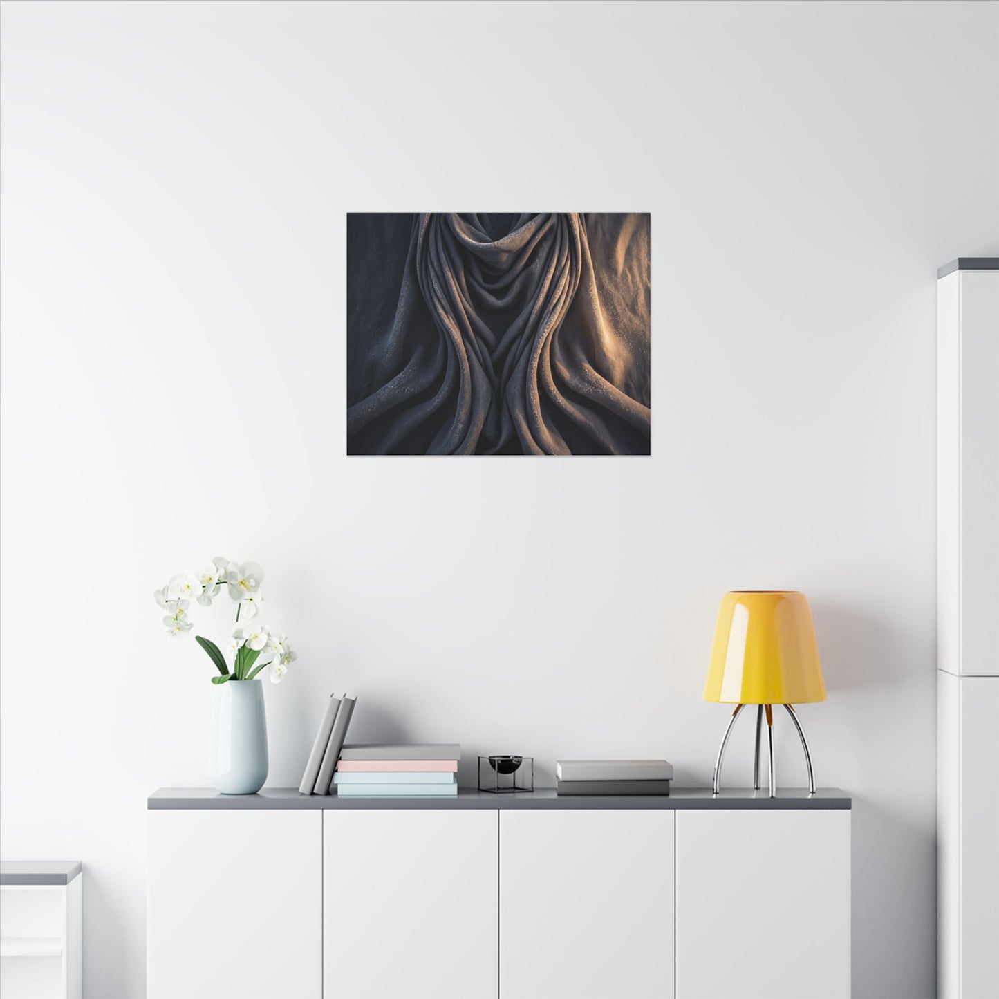 Moody Silk Drape Canvas Art - Shadow Zen Dark Japandi