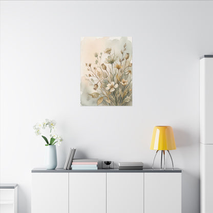 Summer Dried Flowers Watercolor Canvas Art | Elegant Decor