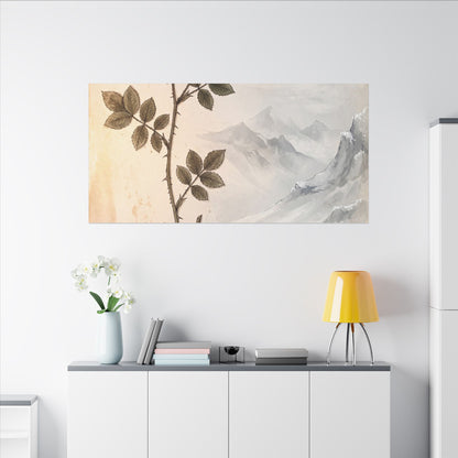 Winter Mountain Mist Herbarium Canvas Art | Earthy Decor
