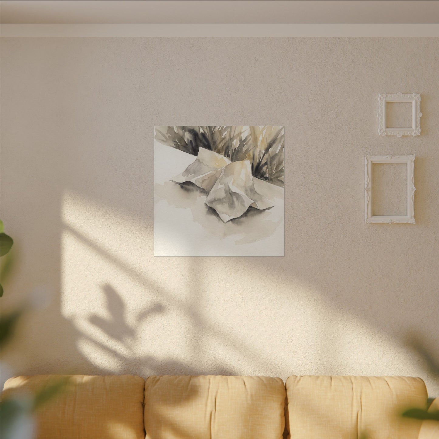 Paper Fold Watercolor Canvas Art | Warm Japandi Art