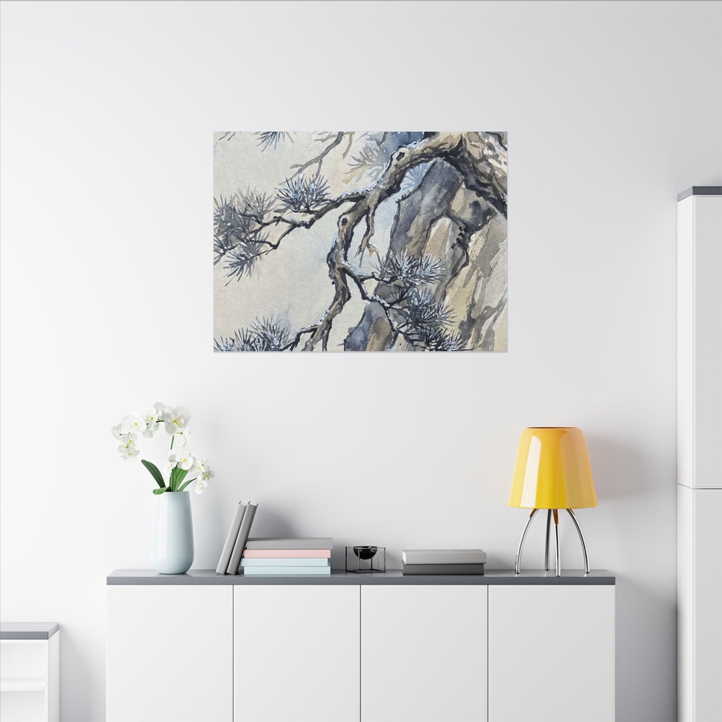 Moonlight Pine Tree Canvas Art - Japandi Seijaku