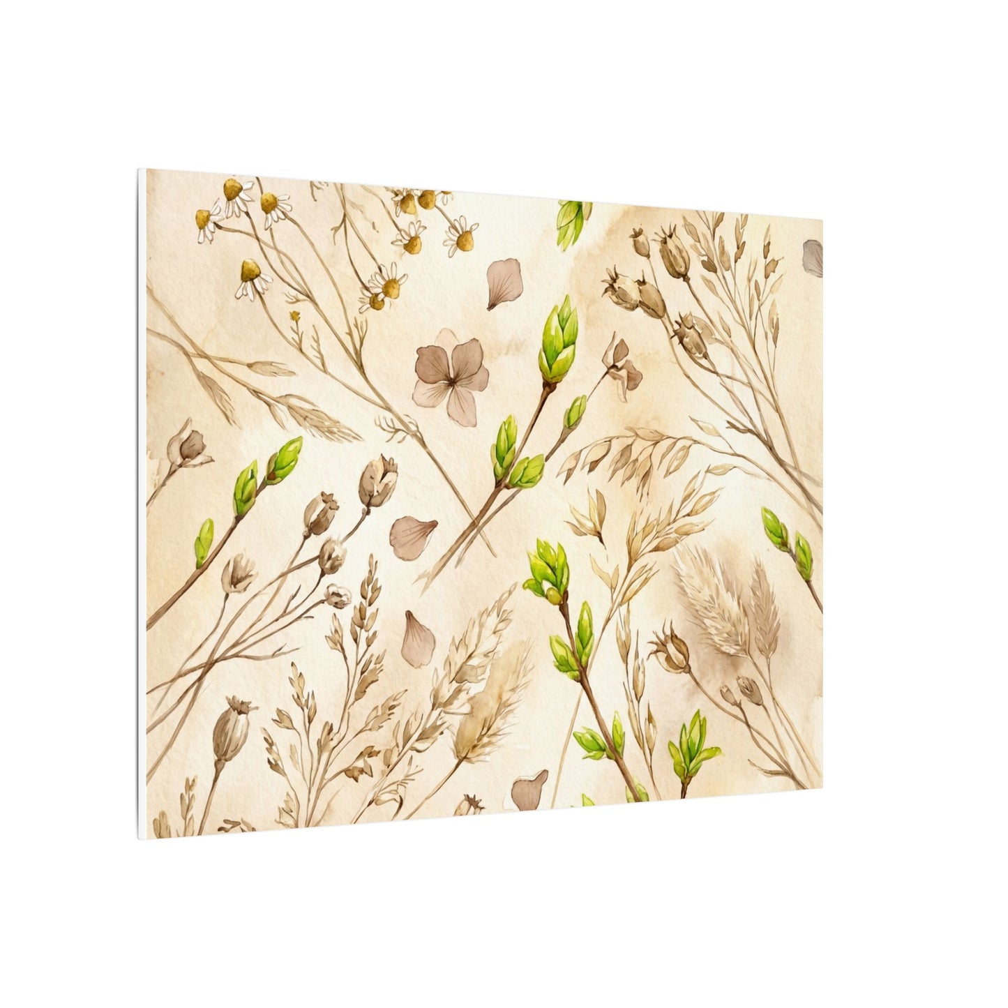 Spring Dried Flowers Watercolor Canvas Art | Earthy Decor
