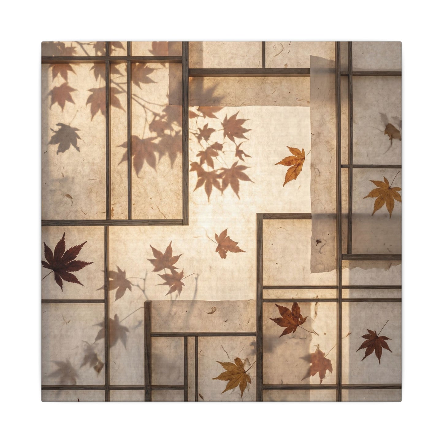 Shoji Screen Japanese Pattern Canvas Art | Neutral Japandi Art