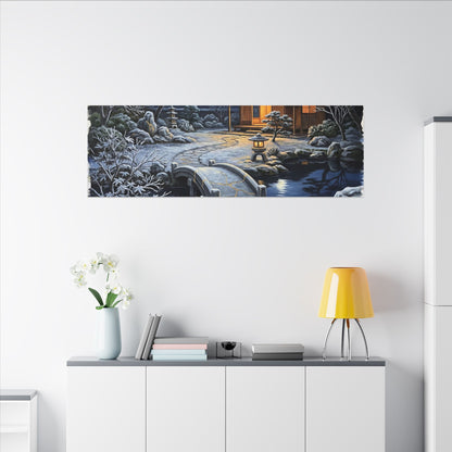 Moonlit Garden Winter Canvas Art | Kintsugi Artful Design