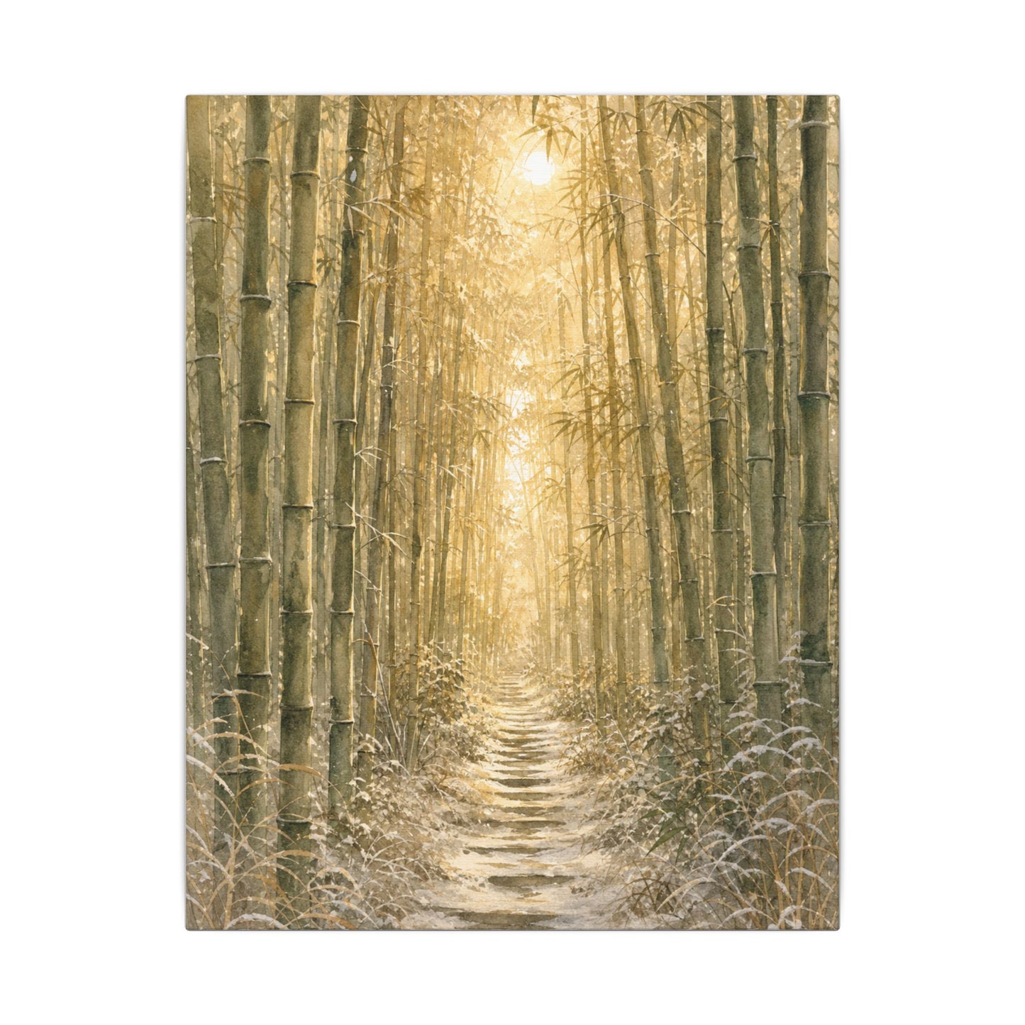 Bamboo Grove Winter Canvas Art | Japandi Elegant Design