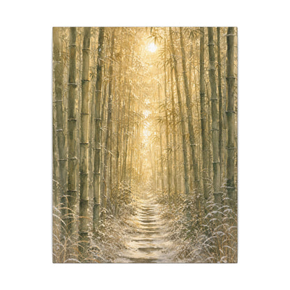 Bamboo Grove Winter Canvas Art | Japandi Elegant Design