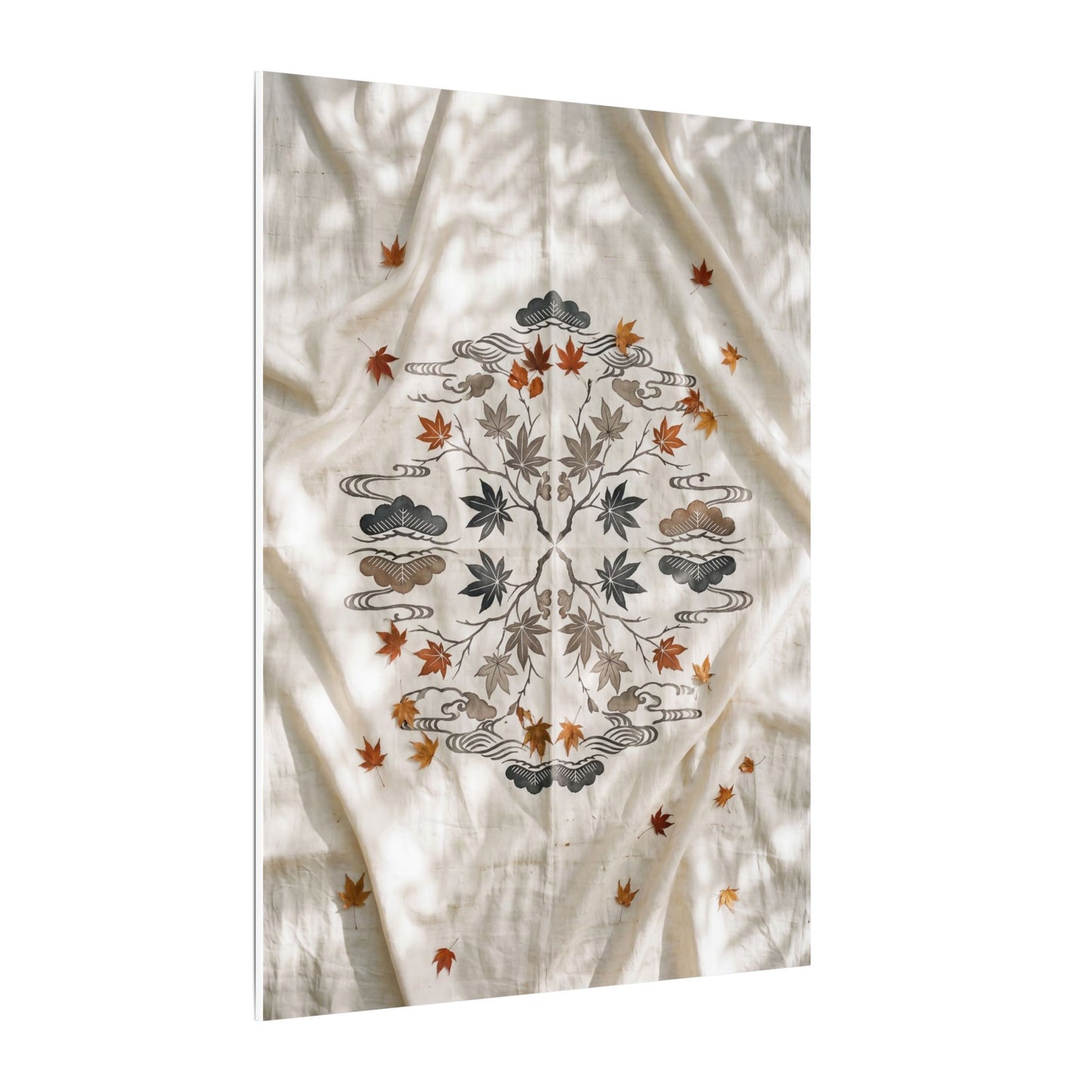 Elegant Silk Drape Canvas Art - Japanese Pattern Japandi