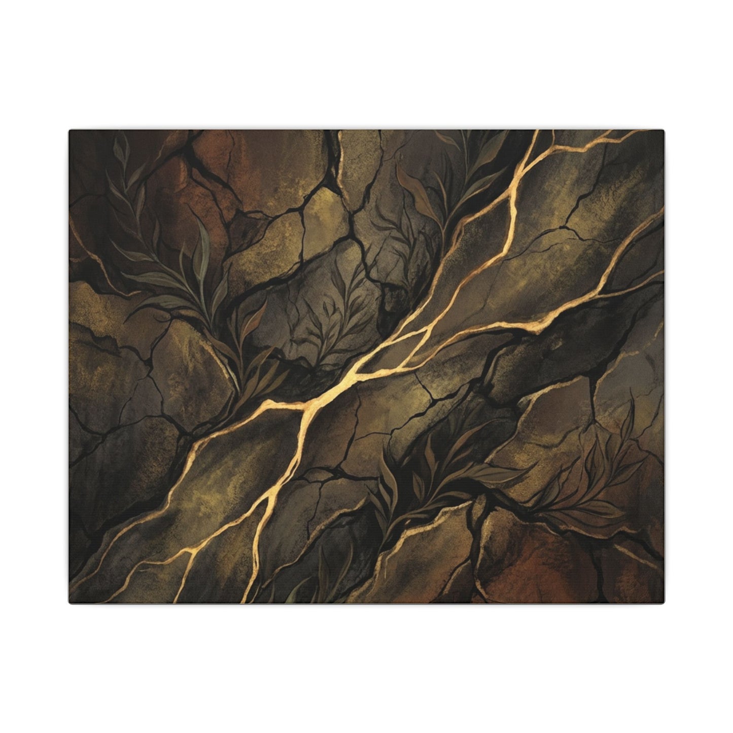 Cracked Earth Charcoal Ink Canvas Art | Bold Dark Japandi Art