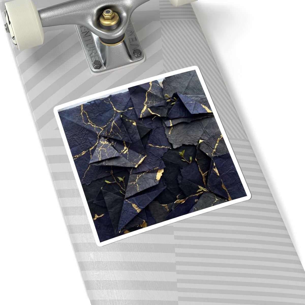 Kintsugi Paper Fold in Overcast | Crackle Gold Sticker Art Print