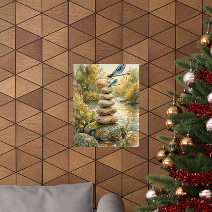 River Stones Summer Wall Art Print | Japandi Cozy Design
