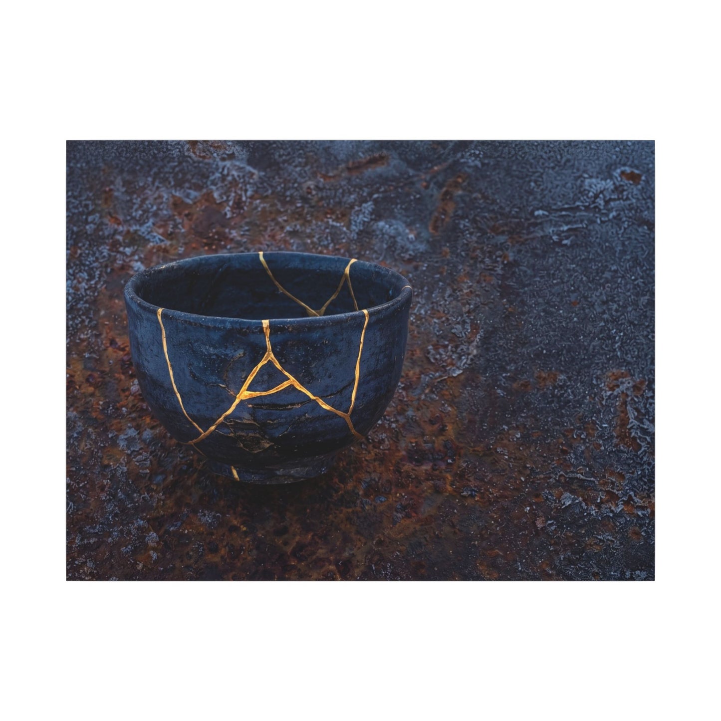 Rust Patina Winter Canvas Art | Kintsugi Healing Design