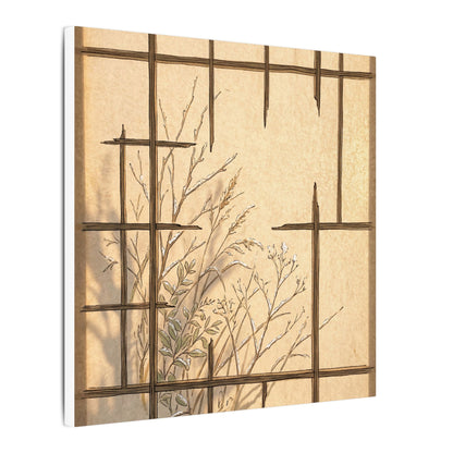 Shoji Screen Canvas Art | Winter Japandi Minimal Line Art