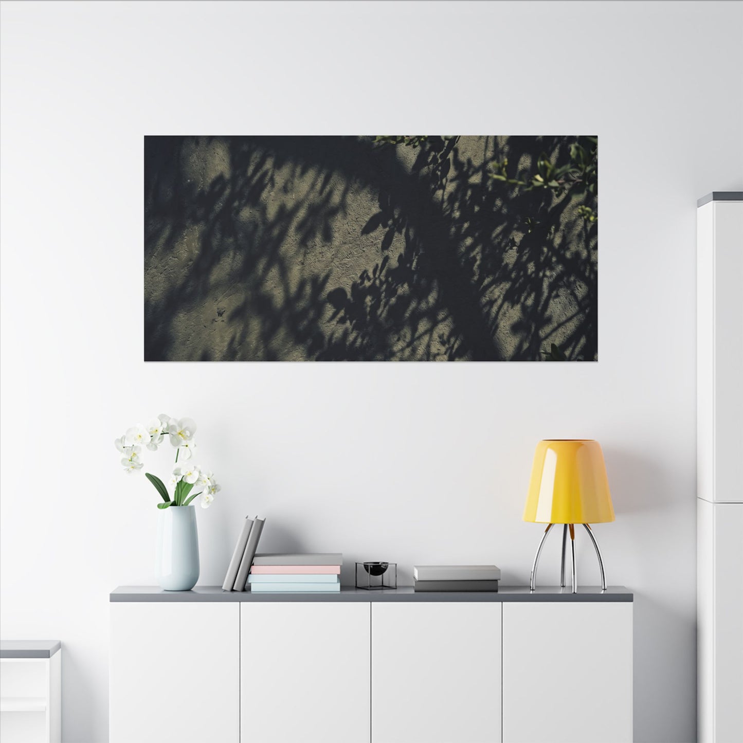 Atmospheric Shadow Play Canvas Art - Moody Minimal Dark Japandi