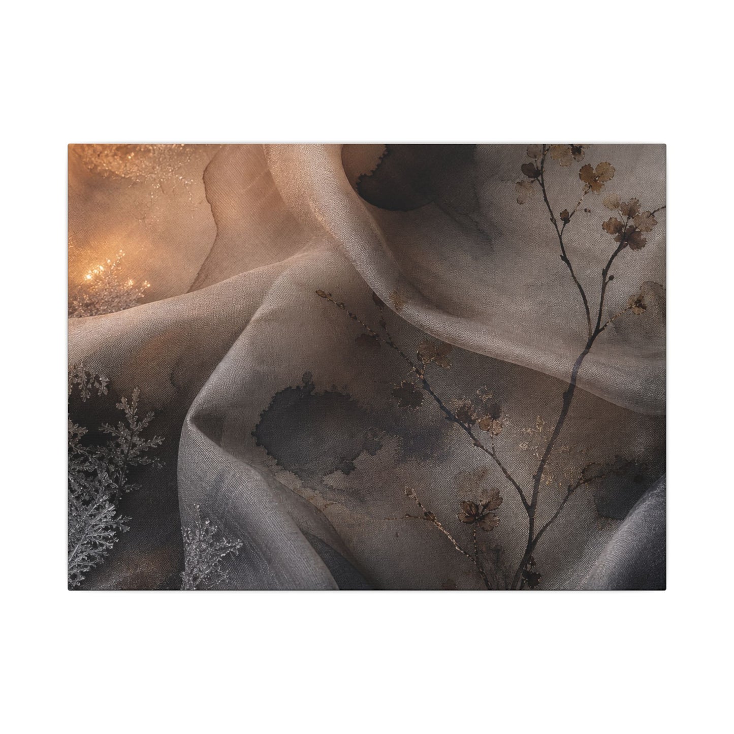 Japandi Silk Drape in Candlelight | Watercolor Canvas Art