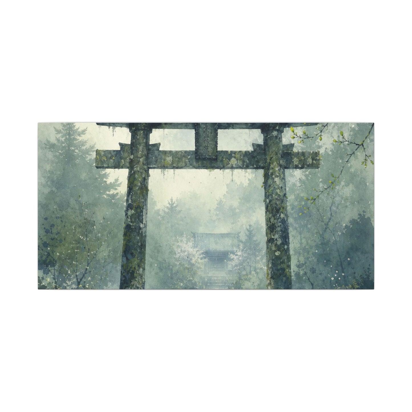Earthy Torii Gate Canvas Art - Watercolor Japandi