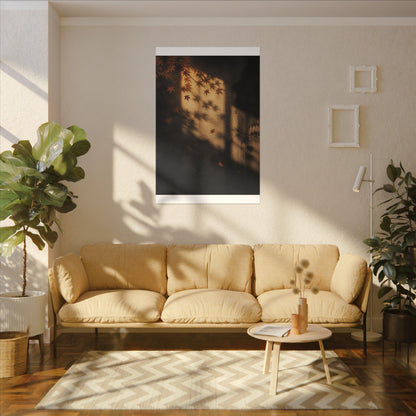 Shadow Play Canvas Art | Autumn Dark Japandi Charcoal Ink Art