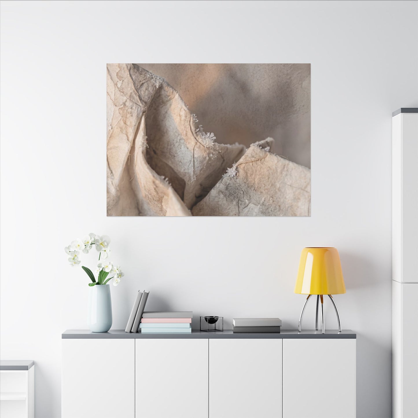 Japandi Paper Fold in Candlelight | Watercolor Canvas Art