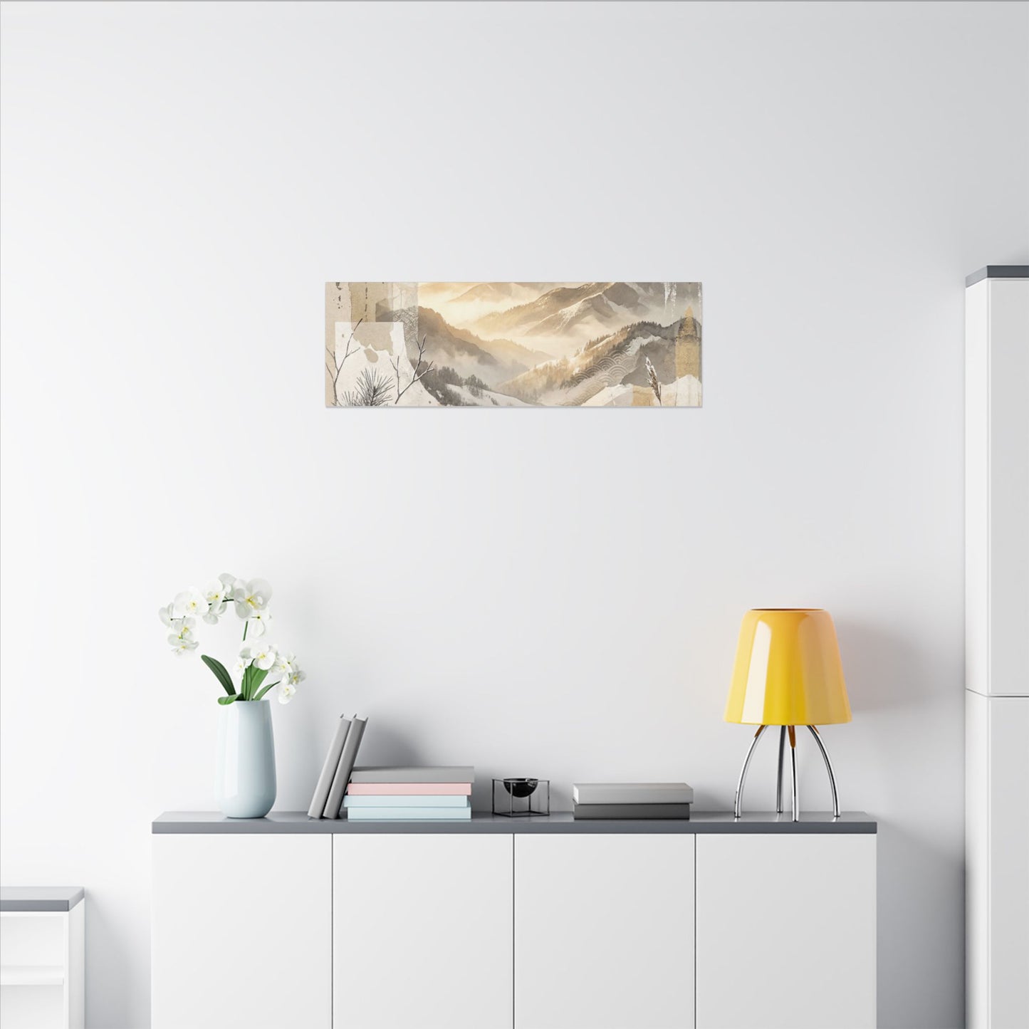 Shibui Mountain Mist Canvas Art - Japandi Japanese Pattern