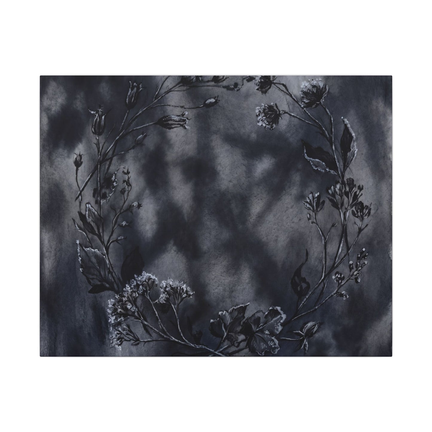 Dried Flowers Canvas Art | Winter Dark Japandi Shadow Zen Art Art Print