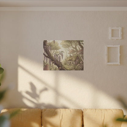 Summer Wisteria Mushroom Illustration Canvas Art | Enchanting Decor