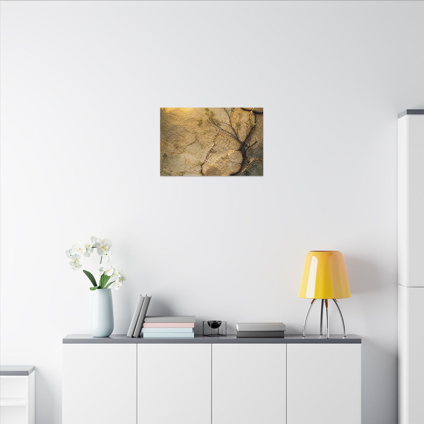Cracked Earth Spring Canvas Art | Japandi Warm Design