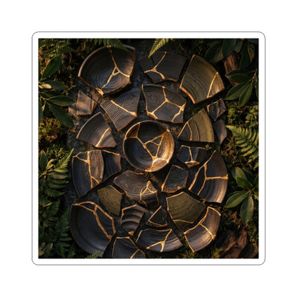 Golden Hour Broken Pottery Sticker - Dark Japandi Fukinsei