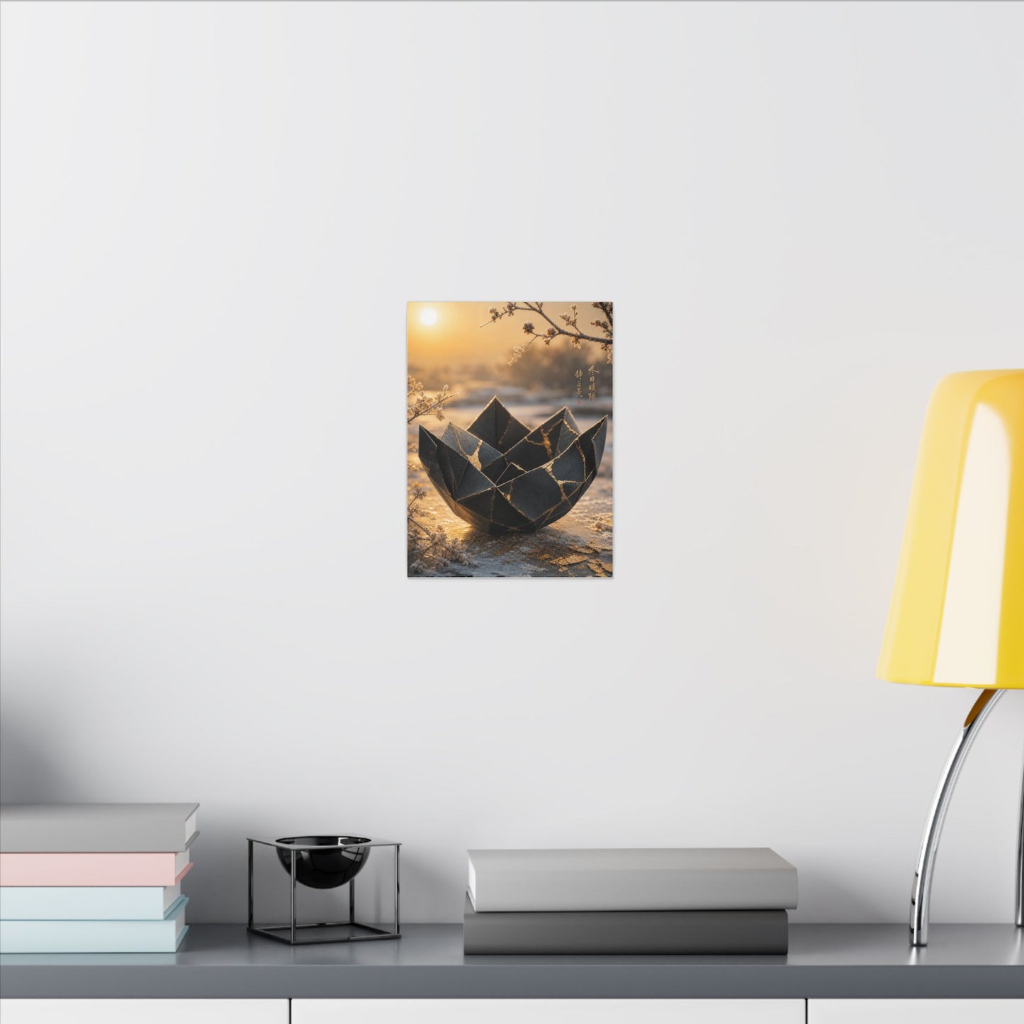 Kintsugi Paper Fold in Golden Hour | Gold Repair Canvas Art