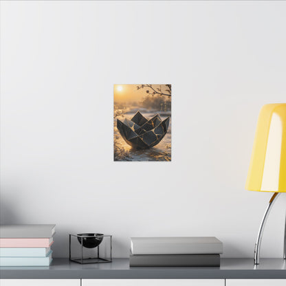 Kintsugi Paper Fold in Golden Hour | Gold Repair Canvas Art