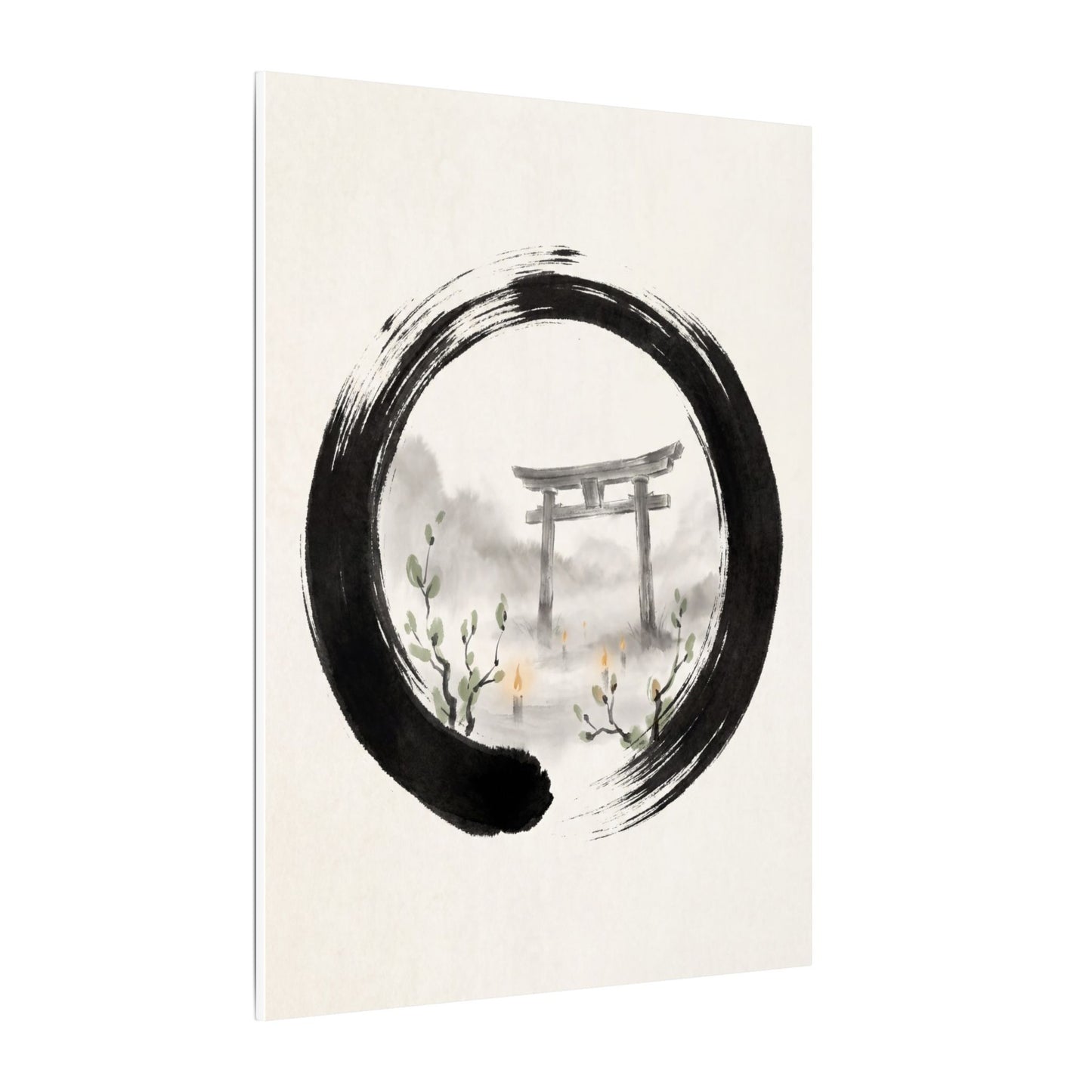 Spring Torii Gate Enso Canvas Art | Tranquil Decor