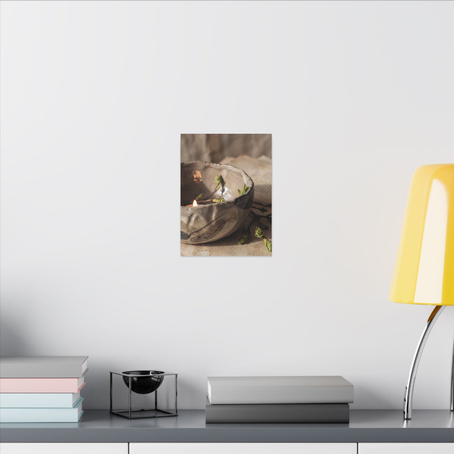Candlelight Ceramic Bowl Canvas Art - Japandi Ma
