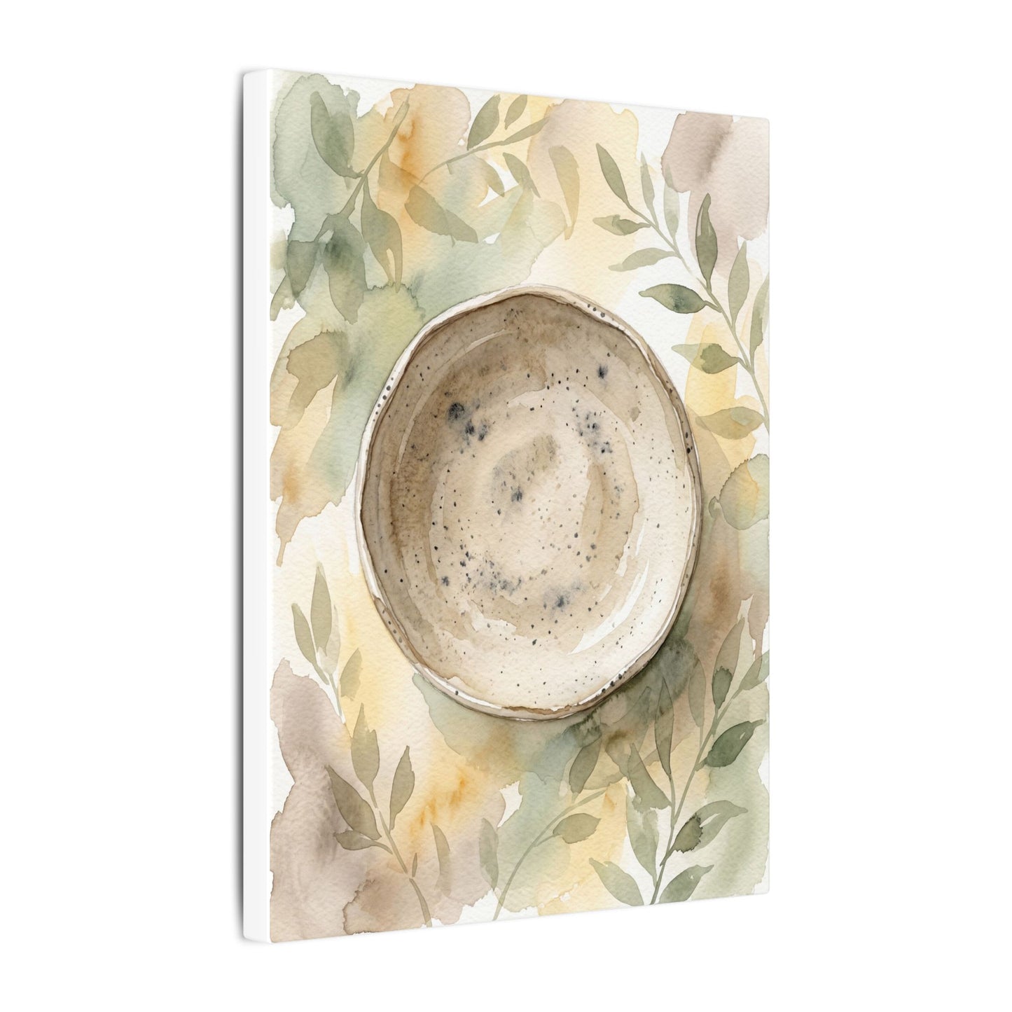 Ceramic Bowl Watercolor Canvas Art | Warm Japandi Art