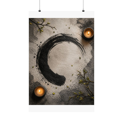 Peaceful Ink Brushstroke Wall Art Print - Enso Zen