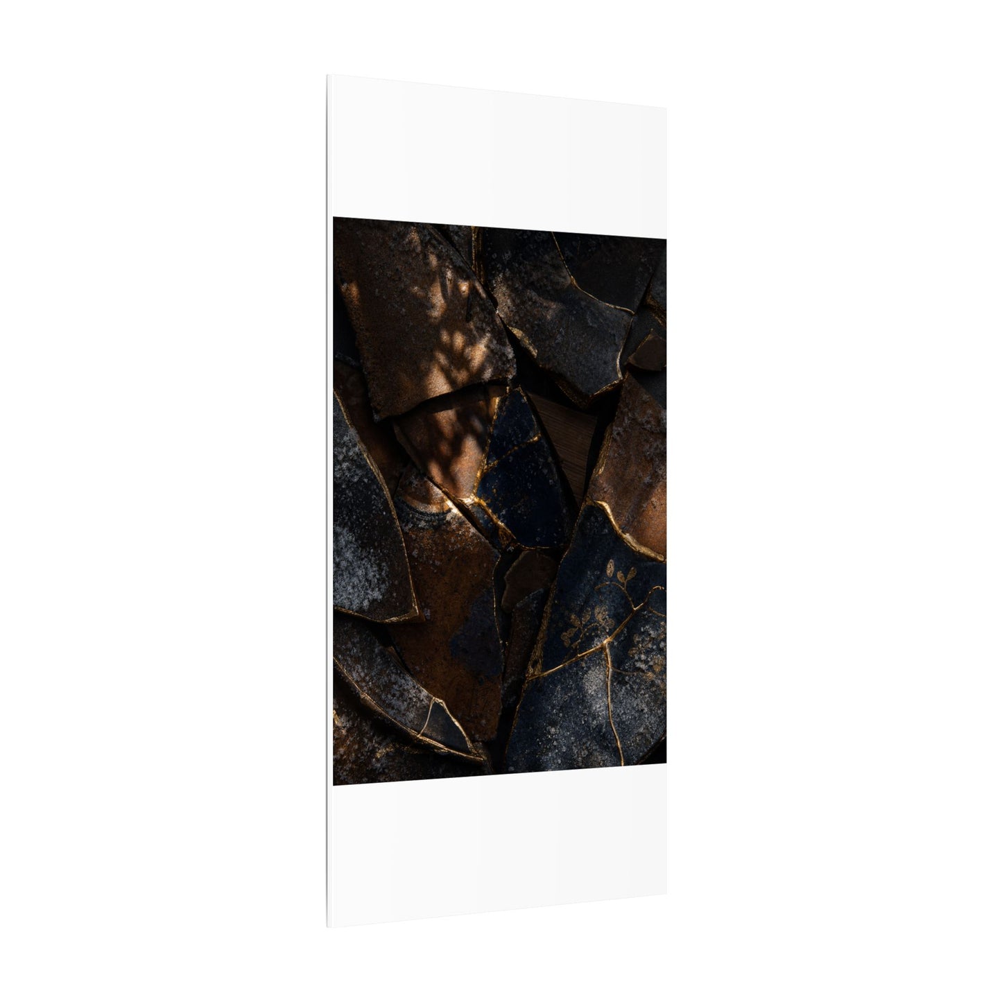 Fukinsei Broken Pottery Canvas Art - Dark Japandi Dark Texture