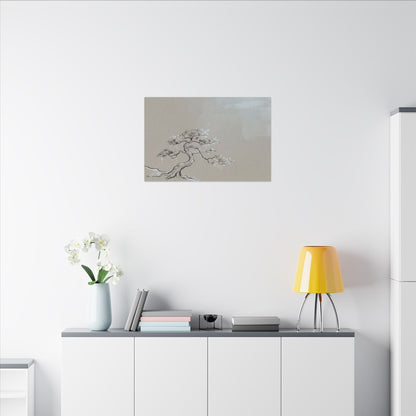 Pine Tree Minimal Line Canvas Art | Warm Japandi Art