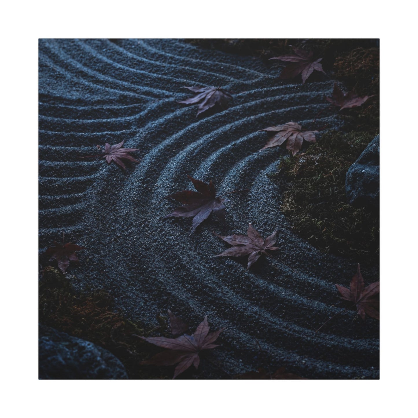 Rock Garden Canvas Art | Autumn Dark Japandi Dark Texture Art