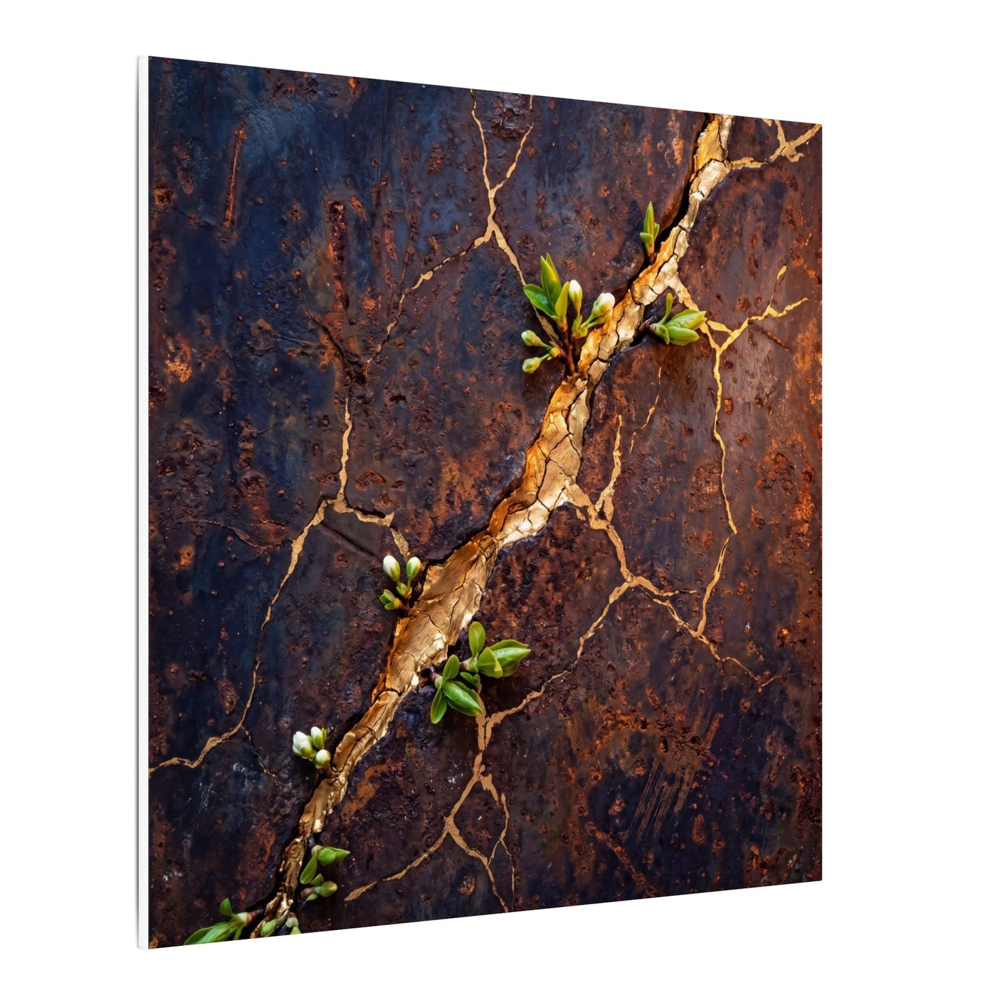 Rust Patina Spring Canvas Art | Kintsugi Resilient Design