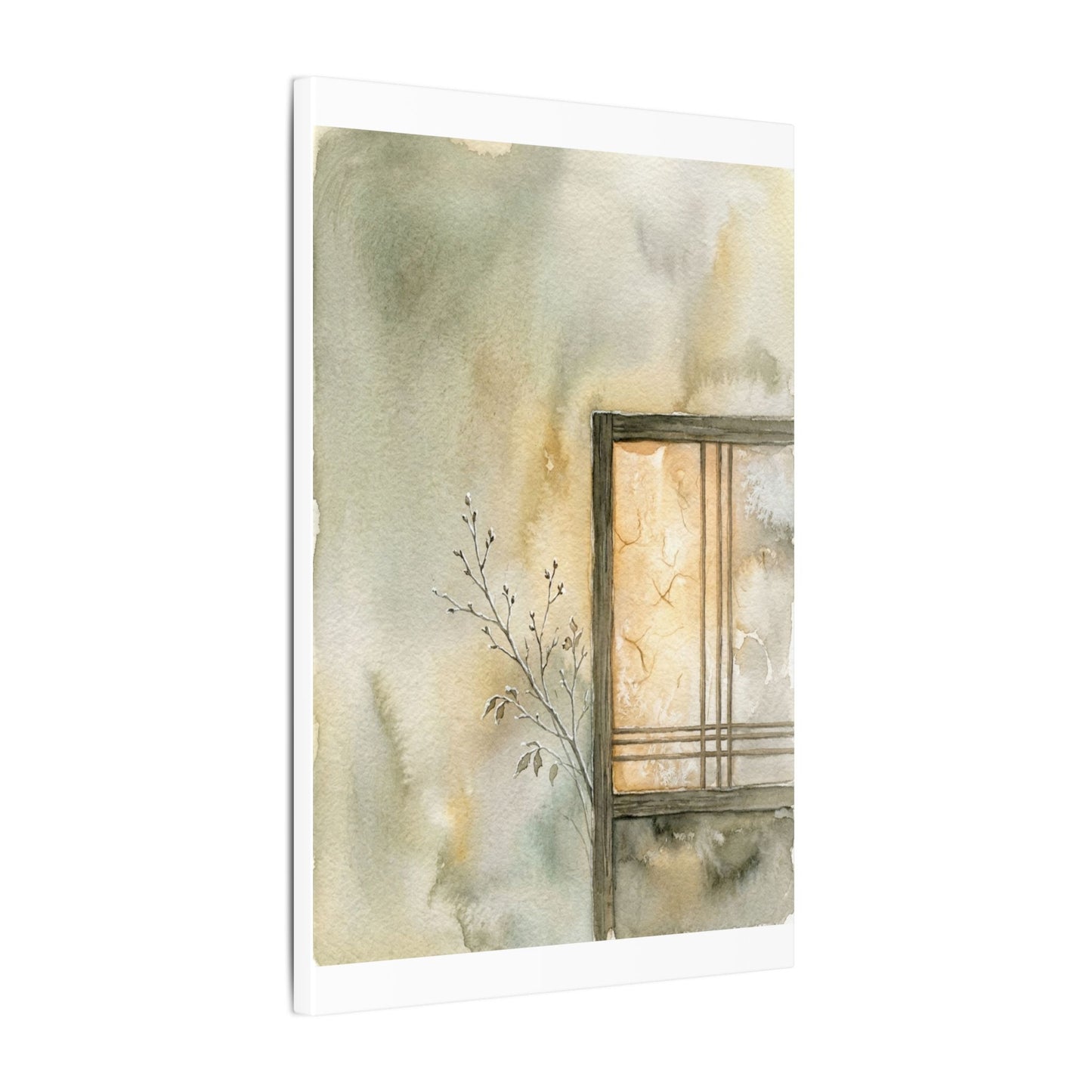 Ma Shoji Screen Canvas Art - Japandi Watercolor