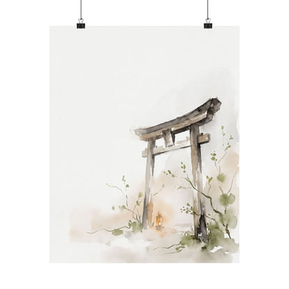 Torii Gate Spring Wall Art Print | Japandi Elegant Design