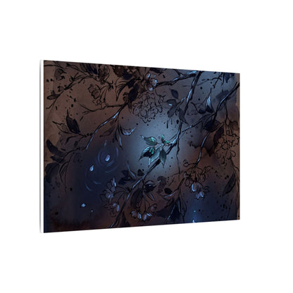 Bold Cherry Blossom Canvas Art - Charcoal Ink Dark Japandi