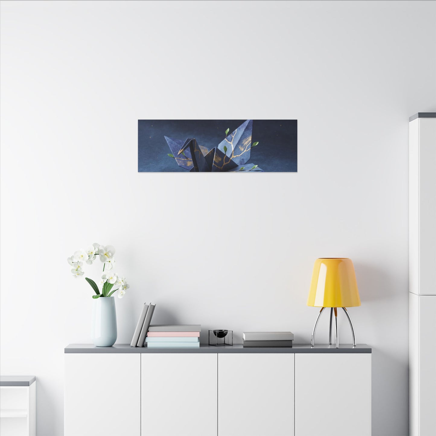 Kintsugi Paper Fold in Moonlight | Crackle Gold Canvas Art